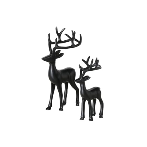 Boltze Figur Thielo (2 Teilig, Höhe 25-35 cm, Farbe Schwarz, Elchfigur, Dekofigur, Dekoaufsteller, Dekoration) 2037112, Normal
