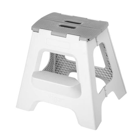 Vigar Compact zweistufiger Tritthocker klappbar 40 cm mit Griffen, Grau, 43x39x40