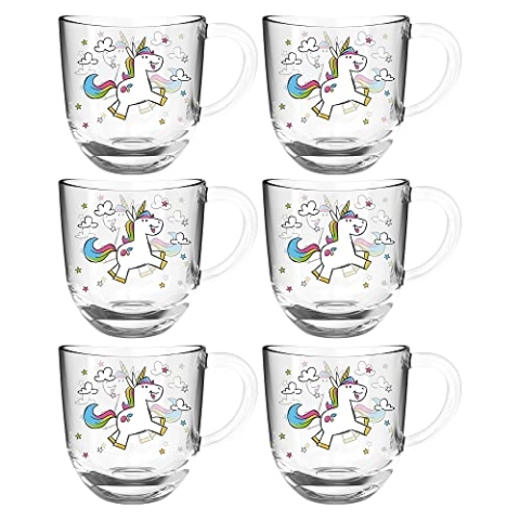LEONARDO HOME Leonardo Tasse BAMBINI 6er-Set 280 ml Einhorn, 022902, Glas, Transparent