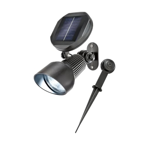 Esotec LED Solarspot Spotlight, Aluminium, Solarstrahler, Spotstrahler, Spotlicht, Bodenstrahler, Solarleuchte, kaltweiß 6000K, Akku, Wandhalterung, Erdspieß, IP44, wetterfest, outdoor, außen, 102138