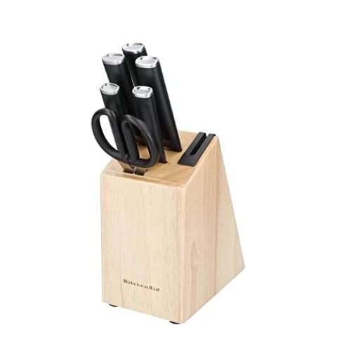 KitchenAid 6-teiliges Messerset mit Block, Stainless Steel, Schwarz