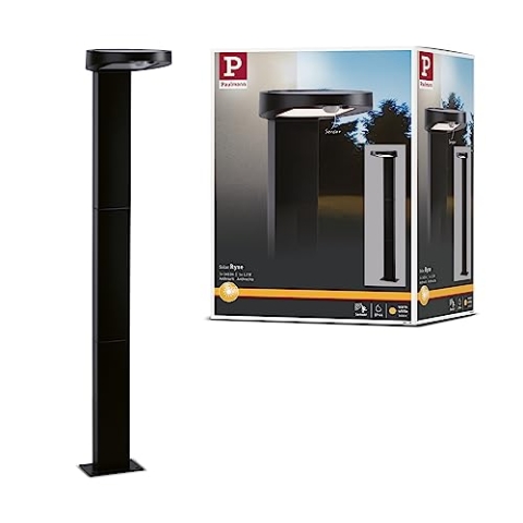 Paulmann 94249 Solar Pollerleuchte Ryse LED Außenleuchte incl. 1x1,2 Watt Anthrazit Kunststoff 3000 K Warmweiß, 1.2 W [Energieklasse A++]