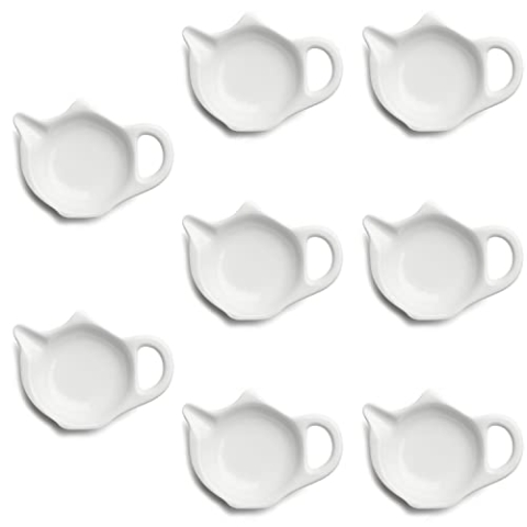 Dipschalen Weiß Porzellan Teebeutelablage Kleine Teller für Snacks Sushi Sauce Keramik Untertassen (8 Dipschalen)