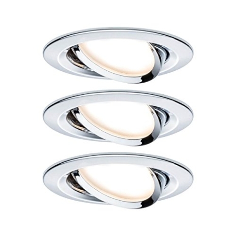 Paulmann Einbauleuchte LED Nova rund 6,5W GU10 Chrom IP23 sprühwassergeschützt 3er-Set schwenkbar 3-Stufen-Dimmbar