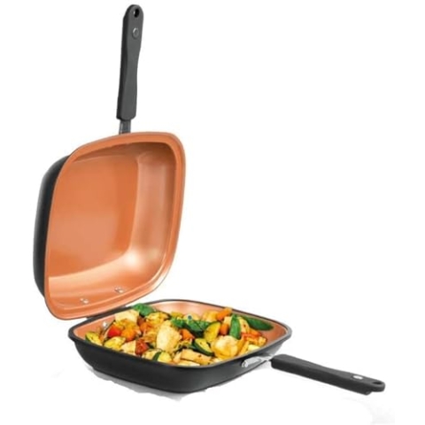 Mediashop Livington Black Doubletta - Wendepfanne - Kochen, Braten, Backen, Grillen - geeignet für alle Herdarten - zwei Gerichten gleichzeitig - kein Anbrennen