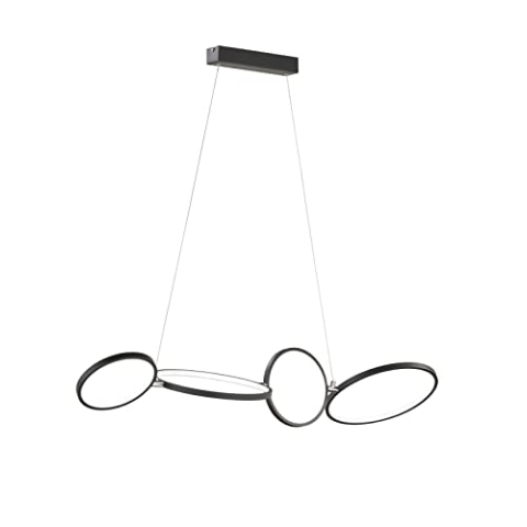 Trio Leuchten LED Pendelleuchte Rondo 322610432, Metall Schwarz matt, inkl. 37 Watt LED, Switch Dimmer