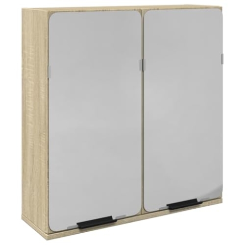 vidaXL Bad Spiegelschrank, Badspiegel mit Stauraum, Hängeschrank für Badezimmer, Badschrank Wandschrank, Sonoma-Eiche Holzwerkstoff