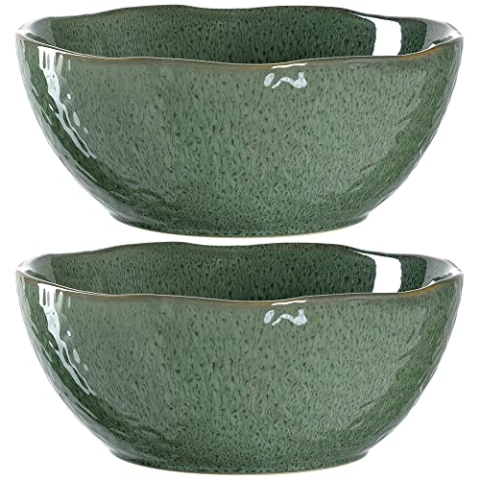 LEONARDO HOME 018585 MATERA Keramikschale 23,5 cm grün 2er-Set, Keramik