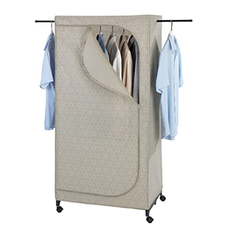WENKO Kleiderschrank Mod. Balance, Falt-Schrank zur Aufbewahrung von Kleidung mit Metallgestell, seitlich ausziehbaren Armen und 4 leichtgängigen Rollen zur einfachen Fortbewegung, 75 x 16 x 50 cm