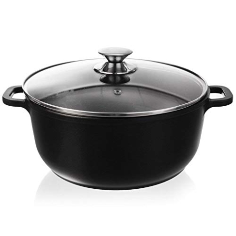 ORION Aluguss Kochtopf | Ø 28 cm | Topf mit Glasdeckel | 7 L | Für Gas und Induktion