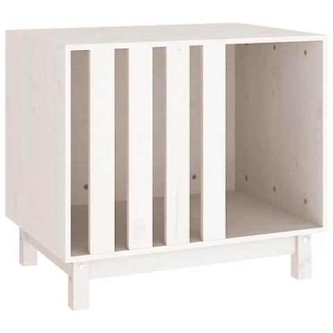 vidaXL Hundehütte Weiß 70x50x62 cm Massivholz Kiefer Hundehaus Hundebett