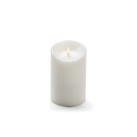 Konstsmide 1841-100, LED Echtwachskerze mit 3D Flamme , weiß / für Innen (IP20) / warm weiße Dioden / 4/8h Timer / Batteriebetrieben: 2xC 1.5V (exkl.), Silber, 16 cm