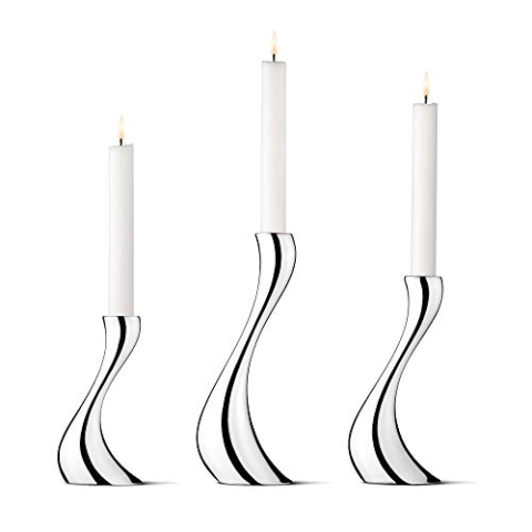 Georg Jensen Cobra Kerzenständer Edelstahl, Set von 3