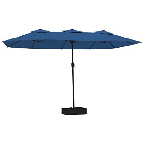 vidaXL Doppelsonnenschirm, Sonnenschirm mit Eisenmast Kurbel, Gartenschirm mit Sonnenschirmständer, Marktschirm Strandschirm UV-Schutz, Azurblau