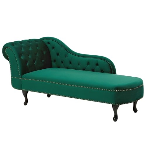Beliani Retro Ré"ca"mi"e"re im Chesterfield Style Samtstoff linksseitig grün Nimes