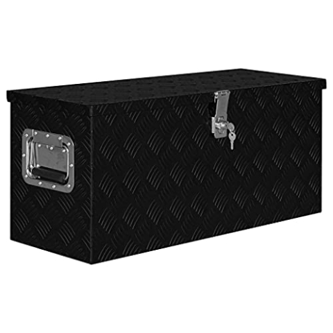 vidaXL Aluminiumkiste Werkzeugbox Transportkiste Transportkoffer Aluminiumkoffer Alu Koffer Box Lagerkiste Lagerbox 80x30x35cm Schwarz