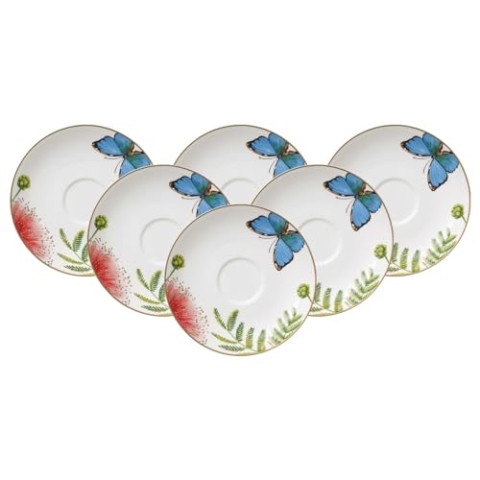Villeroy & Boch Amazonia Anmut Kaffeeuntertasse 15 cm, 6er Set, Premium Bone Porzellan, Bunt