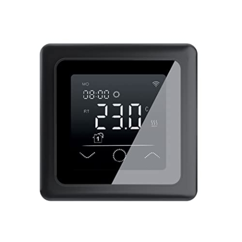 WARMON Design Touchscreen Temperaturregler, Smart Thermostat MCS 750 WiFi für elektronische Fußbodenheizung Amazon Alexa & Google Home in Schwarz