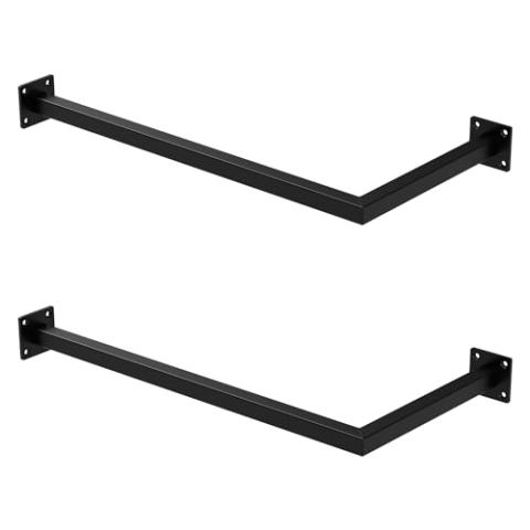 ML-Design 2er Set Kleiderstange Übereck für die Wand, T30cm x B60cm, Schwarz, aus Stahl, Garderobenstange L-Form, Kleiderständer Wandmontage, Kleidergestell Garderobenhalter, inkl. Montagematerial