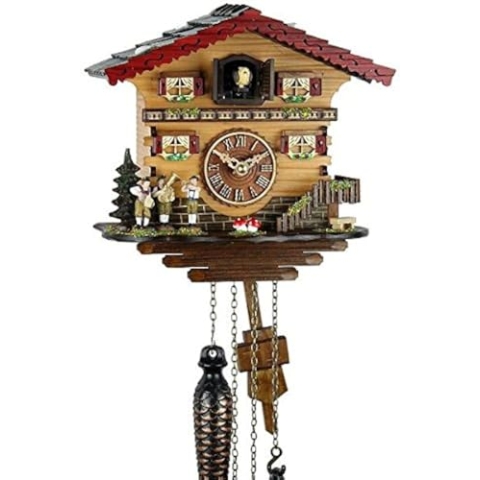 Eble Kuckucksuhr Kuckuckuhr Echtholz NEU batteriebetriebenes Quartzwerk Kuckuckruf Musikanten 21cm- 18670