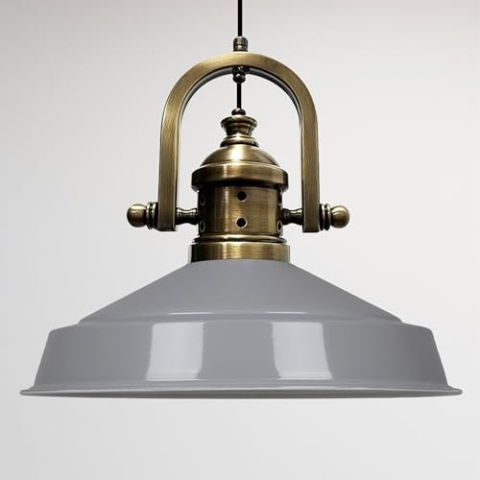 bamyum Asletl-Finke Küchenlampe Hängend Vintage, Hängelampe Industrial Vintage Ø41 cm, Pendelleuchte Esstisch Vintage, Hängelampe Esstisch, Wohnzimmerlampe, Pendelleuchte Grau Metall, Küchenlampe