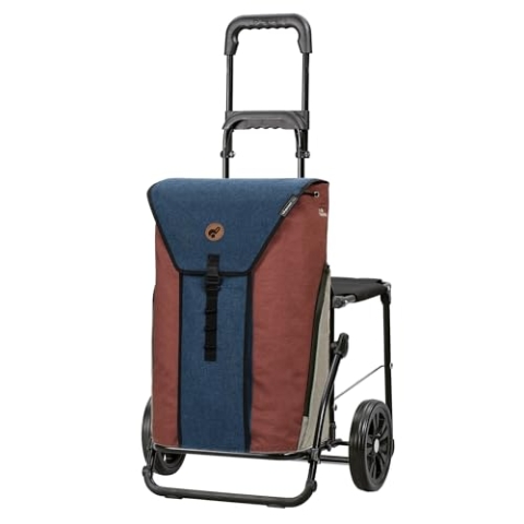 ANDERSEN Einkaufstrolley - Komfort Shopper Oli.P 2.0 blau 50 L Einkaufswagen, hochwertig, Shopping, Thermo, klappbar, mit Sitz, multifunktional