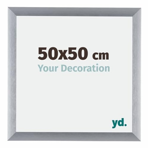 yd. Your Decoration - Bilderrahmen 50x50 cm - Silber Gebürstet - Bilderrahmen aus Aluminium mit Acrylglas - Antireflex - 50x50 Rahmen - Tucson