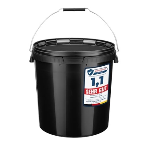 Garronda Eimer mit Deckel 20 L für die Lagerung von Lebensmittel- und Chemischen Produkten 5 Stück Schwarz GD-0104