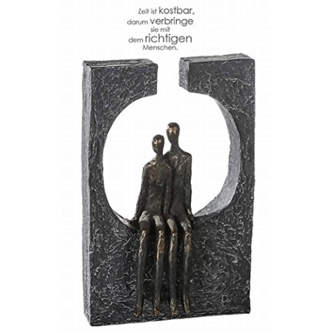 Casablanca - Skulptur Deko Figur aus Kunstharz Zweisamkeit - Wohnaccessoir bronzefarben - Höhe 27,5 cm - Couple - Liebe - Love