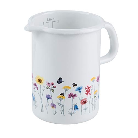 RIESS 0338-070 Küchenmaß, Durchmesser 10 cm, Inhalt 1 Liter, Country, SONDERDEKOR FLORA, Induktion