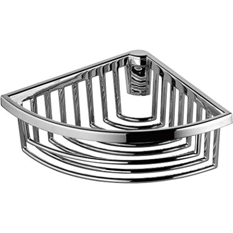 Keuco Eck-Duschkorb aus Metall hochglanz-verchromtes Gitter, abnehmbar, verdeckte Befestigung, 26x7,2x18cm, Wandmontage in der Dusche, Duschablage