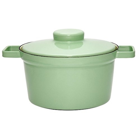 Riess, 2106-202, Topf mit Deckel, Durchmesser 24 cm, Inhalt 3.5 Liter, SLOW GREEN, AROMAPOTS, Truehomeware, Emaille, Induktion