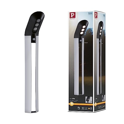 Paulmann 942.52 Outdoor Solar Pollerleuchte Soley, Anthrazit, IP44, 1,2W, 100 lm, Warmweiß, mit Bewegungsmelder