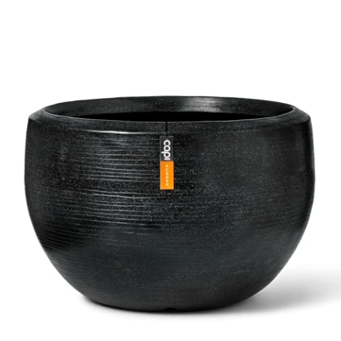 Capi Europe - Gefäß Kugel Arc Granite - 67x45 - Schwarz - Blumentopf für den Innen- und Außenbereich - Bruchfest - 100% recycelbar NBLS8051