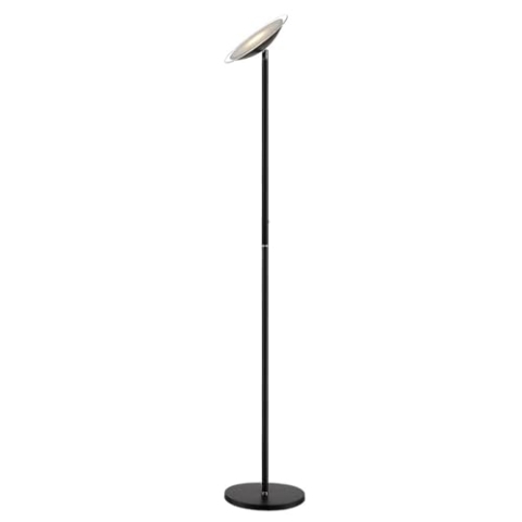 Lindby Stehlampe, Deckenfluter dimmbar Metall schwarz, Standleuchte 45° neigbarer Leuchtkopf, Standlampe, Lampe Wohnzimmer, Schlafzimmerlampe, Stehleuchte