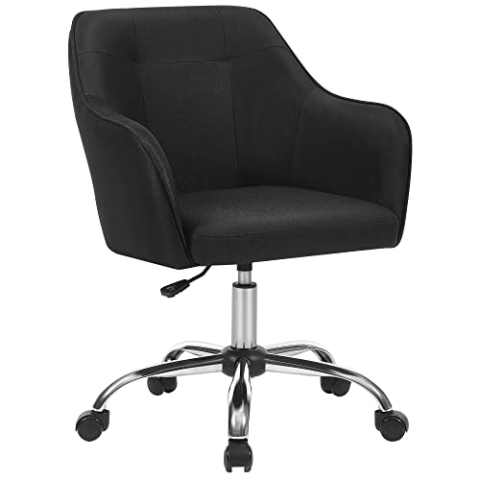 SONGMICS Homeoffice Stuhl, Drehstuhl, Schreibtischstuhl, höhenverstellbar, bis 110 kg belastbar, atmungsaktiver Stoff, für Arbeitszimmer, Schlafzimmer, schwarz OBG019B01