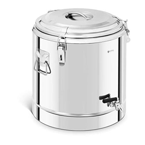 Royal Catering RCTP-35ET Thermobehälter Edelstahl 32 L mit Ablasshahn Thermo-Transportbehälter für Essen Thermobox Gastro Warmhaltebehälter für Speisen Thermoport