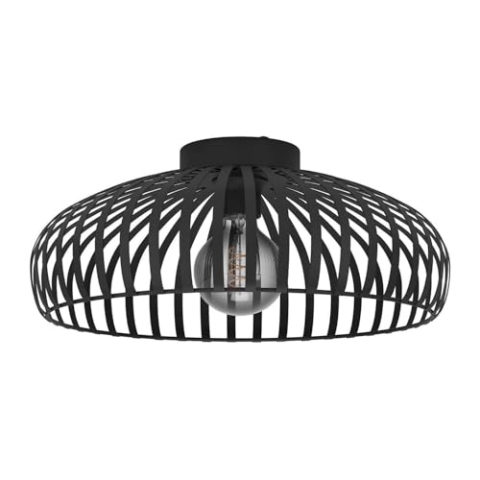 EGLO Deckenlampe Mogano 3, Deckenleuchte im monochromen Design, Wohnzimmerlampe aus Metall in Schwarz, Lampe Decke, Flurlampe mit E27 Fassung, Ø 43 cm