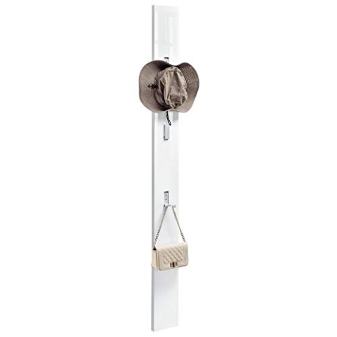 [en.casa] Wandgarderobe Hansnes 165 cm Weiß mit 3 ausklappbaren Kleiderhaken Elegante Flurgarderobe Platzsparende Hakenleiste Garderobenpaneel Hochglanz