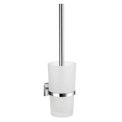 SMEDBO RK333 Toilettenbürste Haus mit Glasbehälter, porzellan, Silber