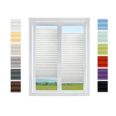 Plissee Rollo NACH MAß Klemmfix ohne Bohren - TOP QUALITÄT Pearl Stoffkollektion | Easyfix klemmträger Faltrollo Jalousie Sichtschutz, Sonnenschutz für Fenster (Weiß, B: 81-90cm, H: 191-210cm)