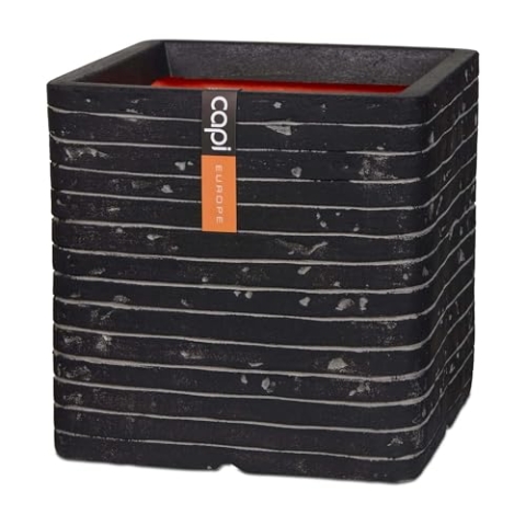 Capi Europe - Blumentopf quadratisch Row NL - 30x30 - Anthrazit - Öffnung Ø24 - Blumentopf für den Innen- und Außeneinsatz - Bruchsicher - 100% recycelbar - KRWZ902