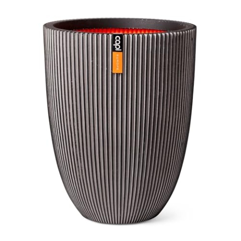 Capi Europe - Gefäß elegant niedrig Groove NL - 34x46 - Anthrazit - Öffnung Ø27 - Blumentopf für den Innen- und Außeneinsatz - Bruchsicher - 100% recycelbar - KGVZ782