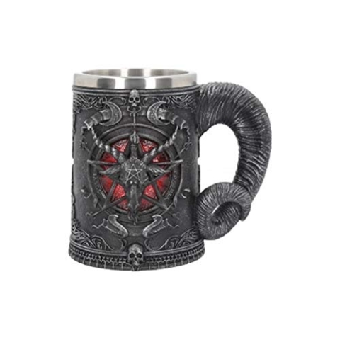 Nemesis Now B4648N9 Baphomet Bierkrug, 16,5 cm, Kunstharz, mit Edelstahl
