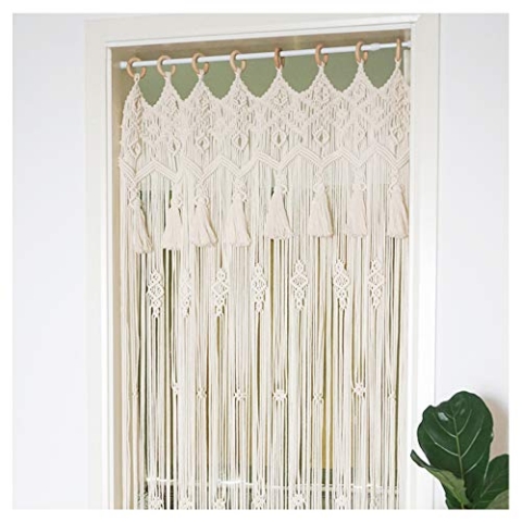 Oriental riverkit Macrame Wandbehang Tapisserie, Boho Macrame Vorhänge Fenstervorhang Türvorhänge, Baumwolle Gewebt Wand Dekoration, Für Wohnzimmer Schlafzimmer Hochzeitsfeier (85 * 200cm)