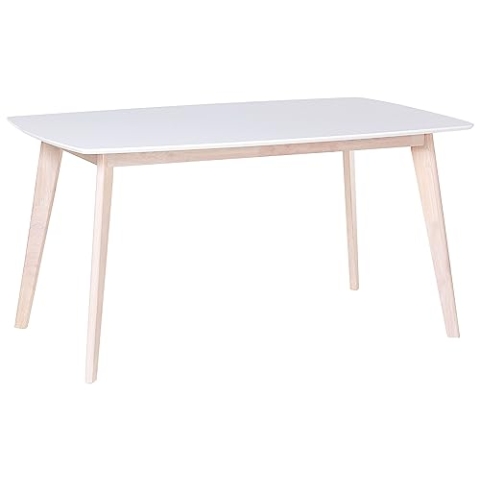 Beliani Esszimmertisch im skandinavischen Stil 150 x 90 cm weiß Santos
