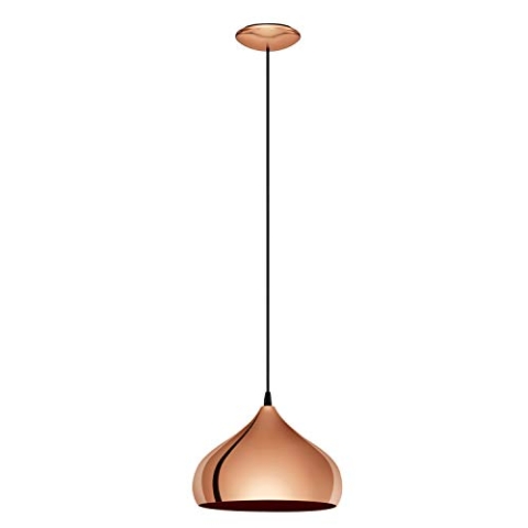 EGLO Pendelleuchte Hapton, Hängelampe Industrial, Vintage Hängeleuchte aus Metall in Kupfer, Esstischlampe, Wohnzimmerlampe hängend mit E27 Fassung, Ø 29 cm