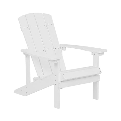 Beliani Moderner Muskoka Gartenstuhl in Weiß mit Breiten Armlehnen Adirondack