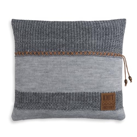 KNIT FACTORY - Roxx Dekokissen - Sofakissen - Kissenhülle mit Kissenfüllung - Kissen 50x50 - Grau/Anthrazit