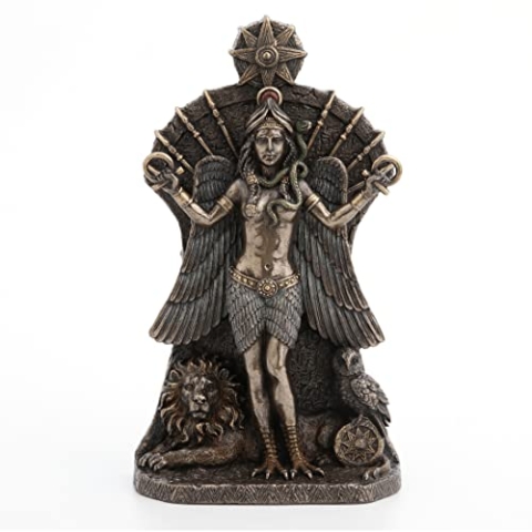 Veronese Design Skulptur Ishtar, Die babylonische Göttin des Krieges und der Fruchtbarkeit, Kunstharz, Bronze-Finish, 21,6 cm